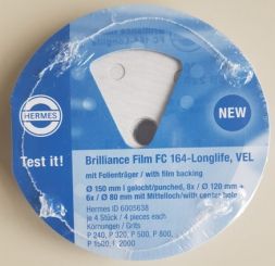 Zubehör Testset Brilliance Flim FC164-Longlife VEL P 150 18 mm gelocht,8x/d 120mm+6x/ 80mm,mit Mittelloch 